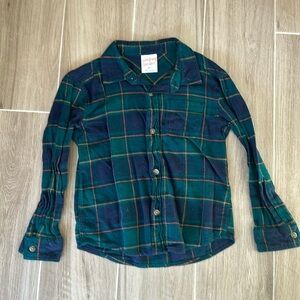 Jumping Beans green, navy, and mustard button down shirt. 5T